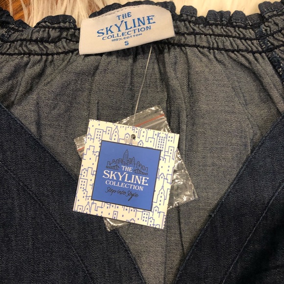 SKYLINE COLLECTION Blue Shirt White Embroidered - Picture 3 of 3